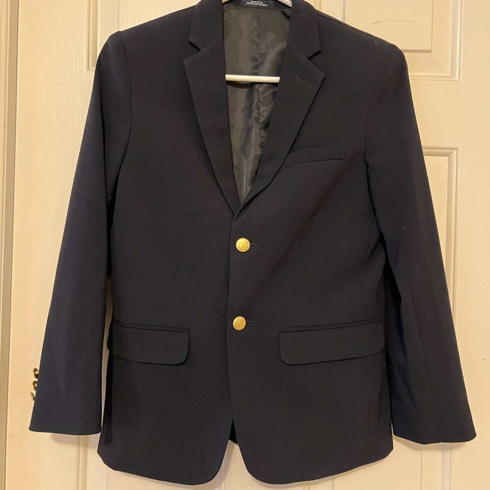 Chaps Dark Blazer with Gold Buttons